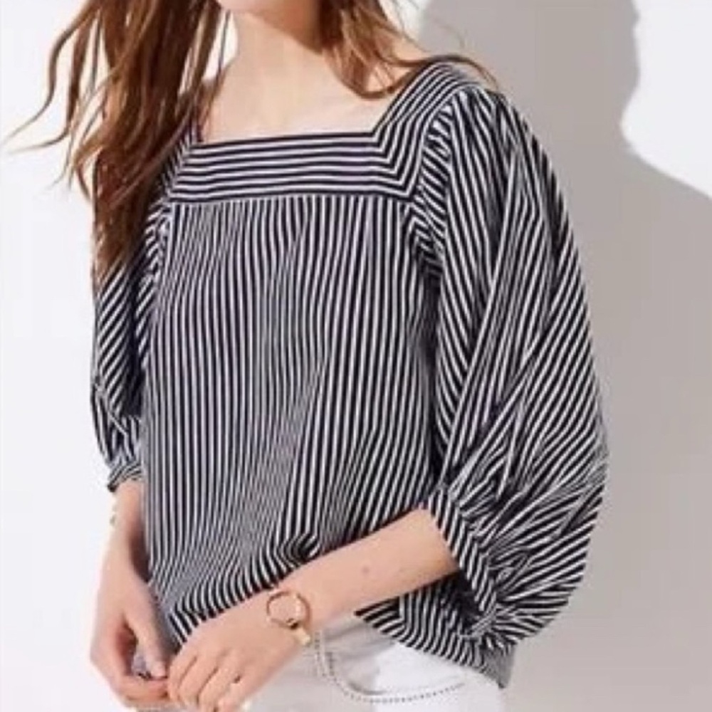 Striped Black and White LOFT Women's Top